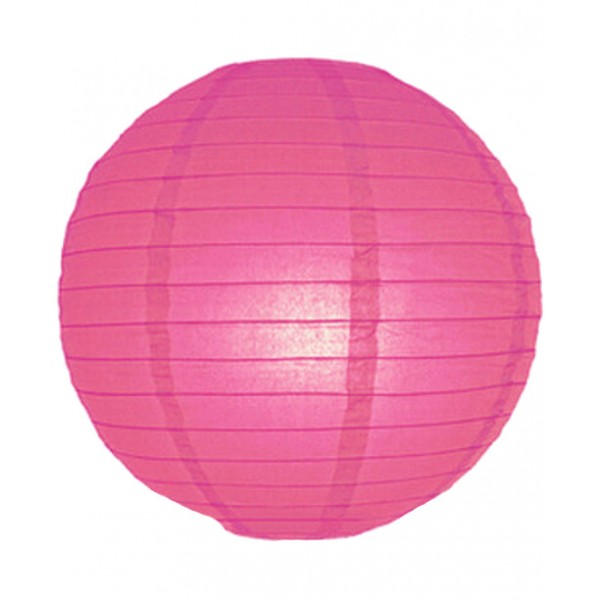 12" Paper Lanterns Round 'Fuchsia' - Regular Wire Ribbed
